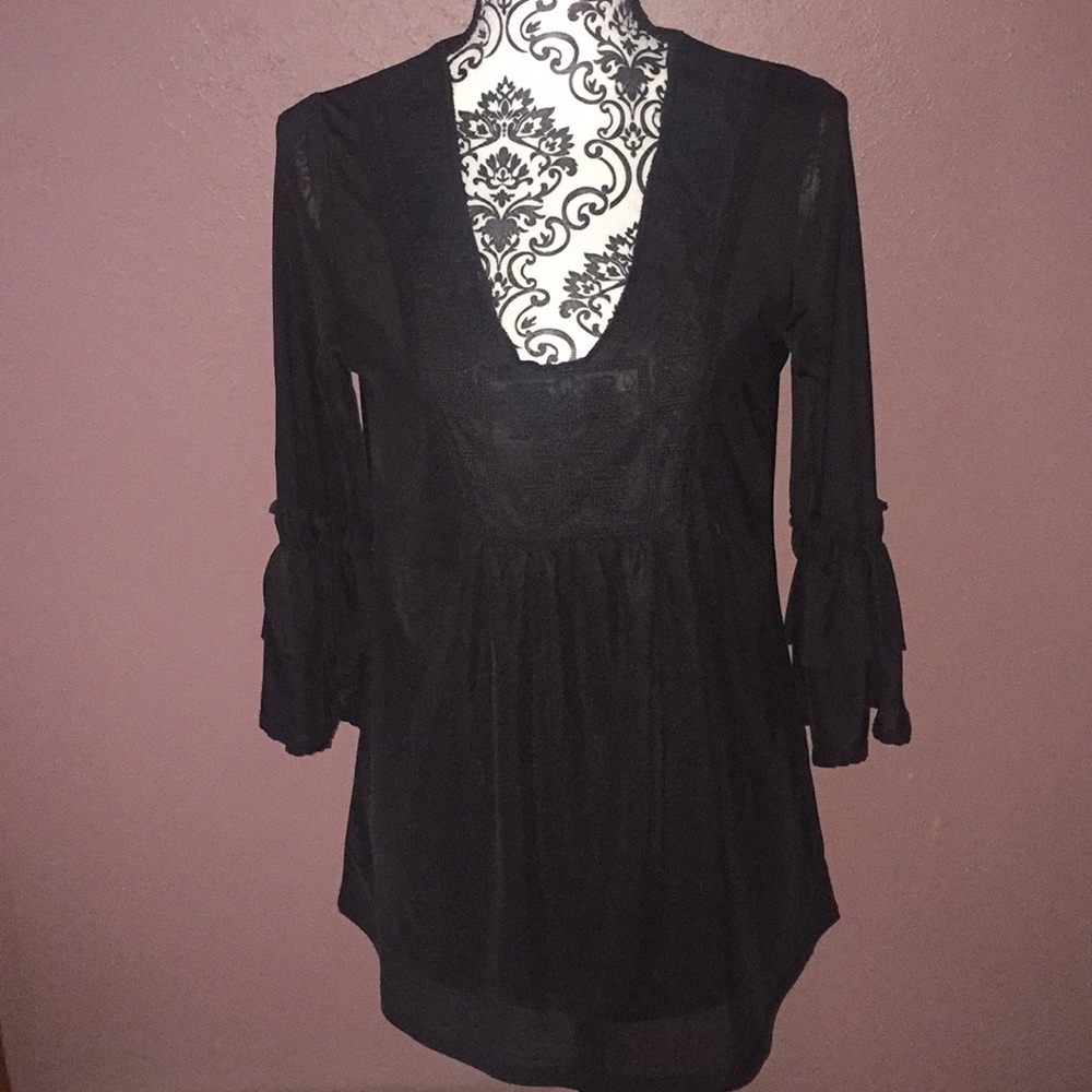 Black fashion blouse boho chic